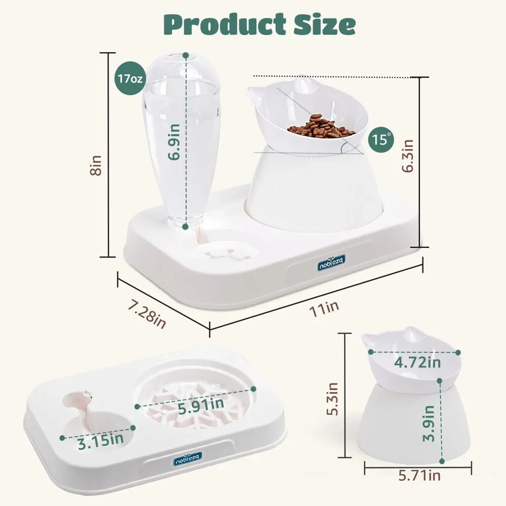 New 3-in-1 Raised, Whisker Friendly, Slow Feeder Pet Bowl
